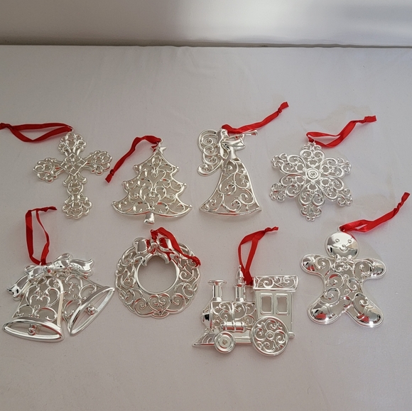 LENOX SILVER PLATED CHRISTMAS ORNAMENTS-SET (8 PIECE SET) - Picture 12 of 12